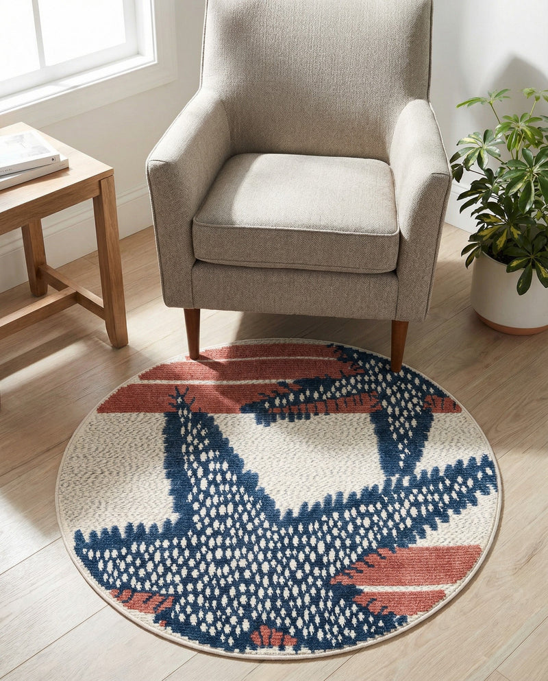 Caribbean Terrace Collection Area Rug -  Curacao Round Ivory  lifestyle 43