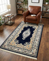 Persian Elegance Collection Area Rug - Isfahan Rectangle Navy Blue  lifestyle 45