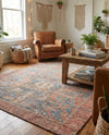 Savannah Threads Collection Area Rug -  Patagonian Rectangle Antique Blue  lifestyle 4