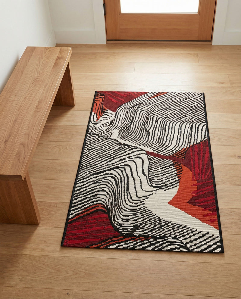 Urban Terrace Collection Area Rug -  Porch Rectangle Red and Black  lifestyle 15