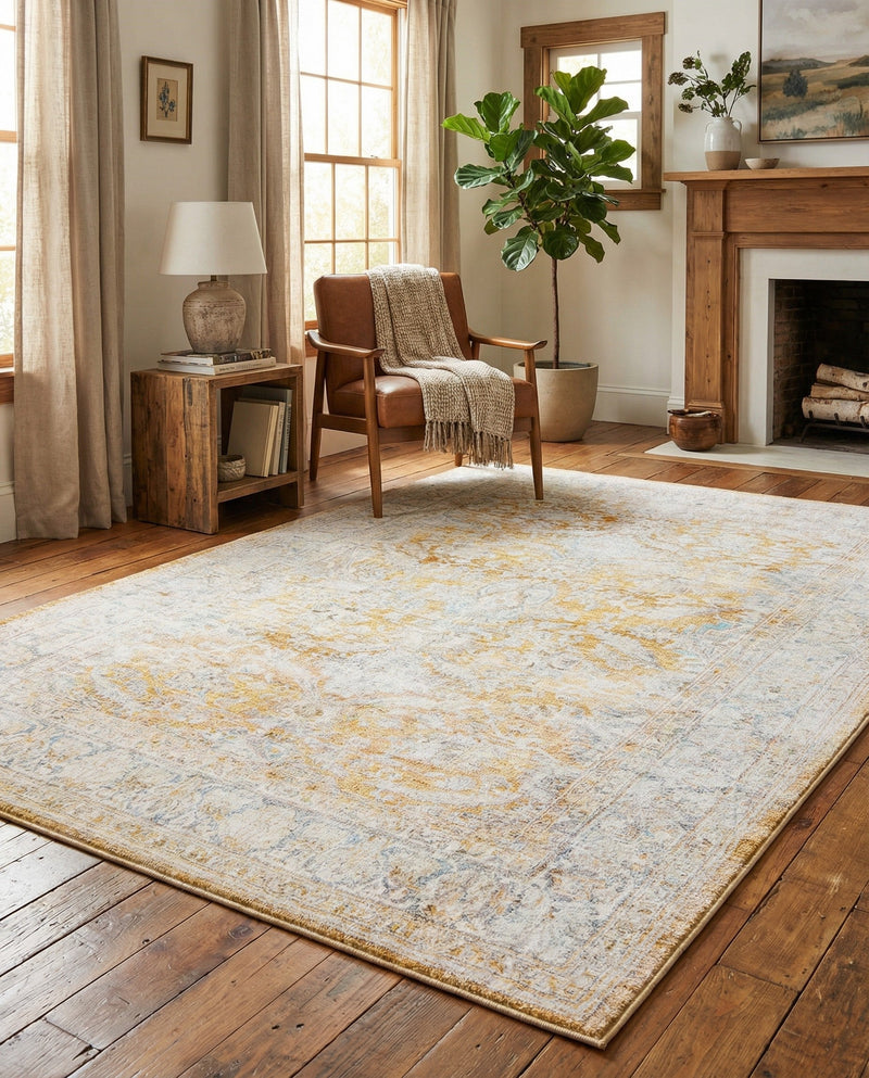 Heritage Elegance Collection Area Rug -  Miramar Rectangle Yellow  lifestyle 19