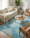 Seychelles Stripes Collection Area Rug - Mahe (Light Blue) Rectangle Light Blue  lifestyle 11