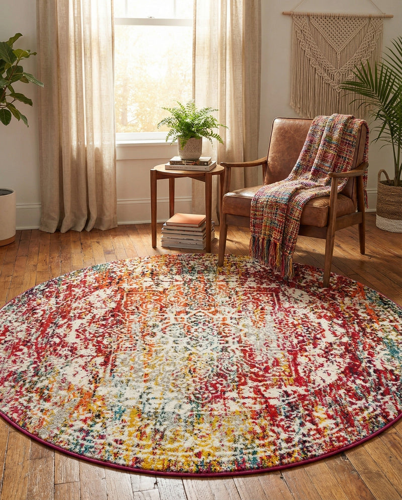 Georgetown Rugs Collection Area Rug - Dupont (Multi) Round Multi  lifestyle 49