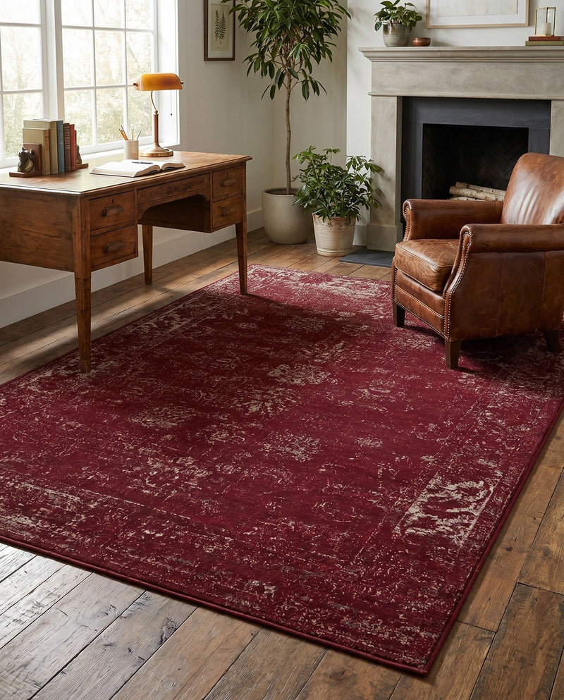 Riviera Elegance Collection Area Rug - Antibes (Burgundy) Rectangle Burgundy  lifestyle 35