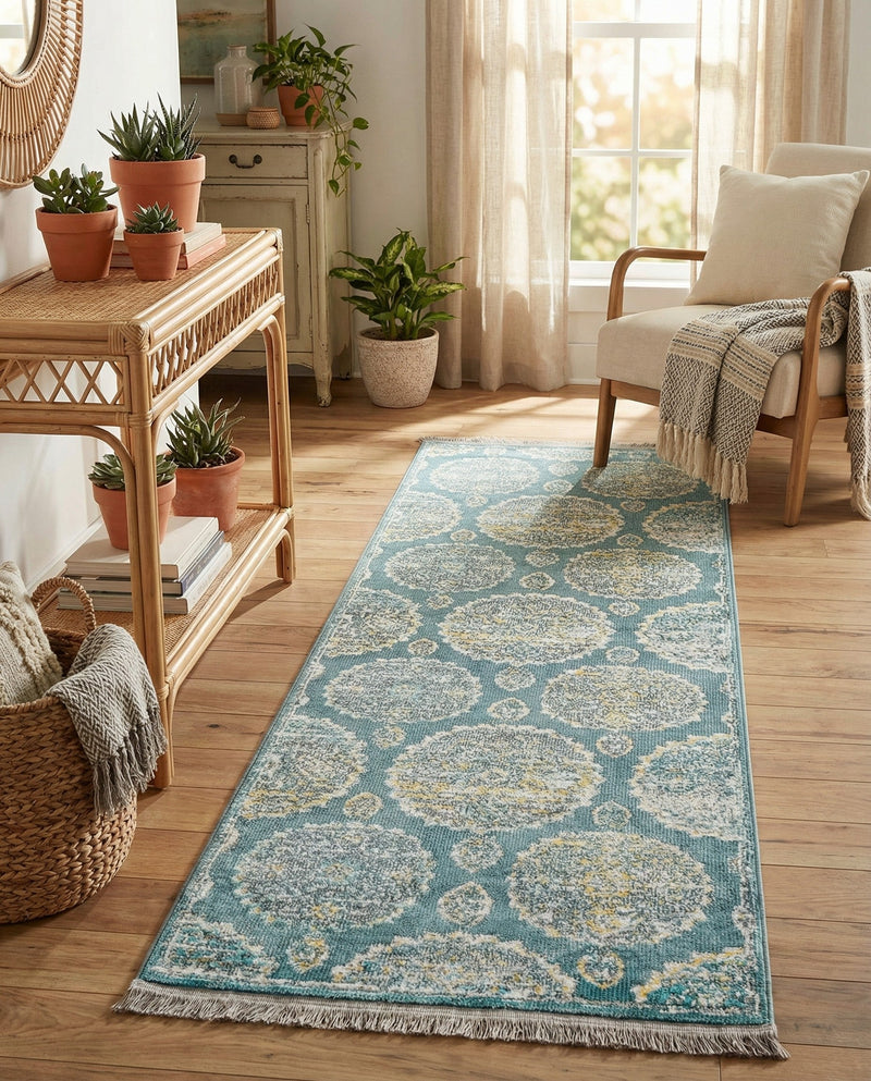 Arcadia Rugs Collection Area Rug -  Atlantis (Gray and Blue) Runner Gray and Blue  lifestyle 80