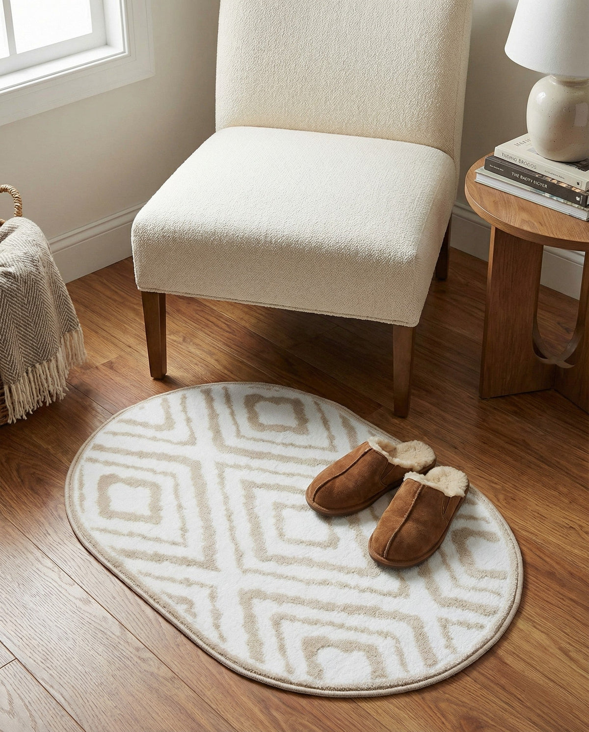 Sanctuary Retreat Collection Area Rug -  Oasis Oval Snow White  lifestyle 127