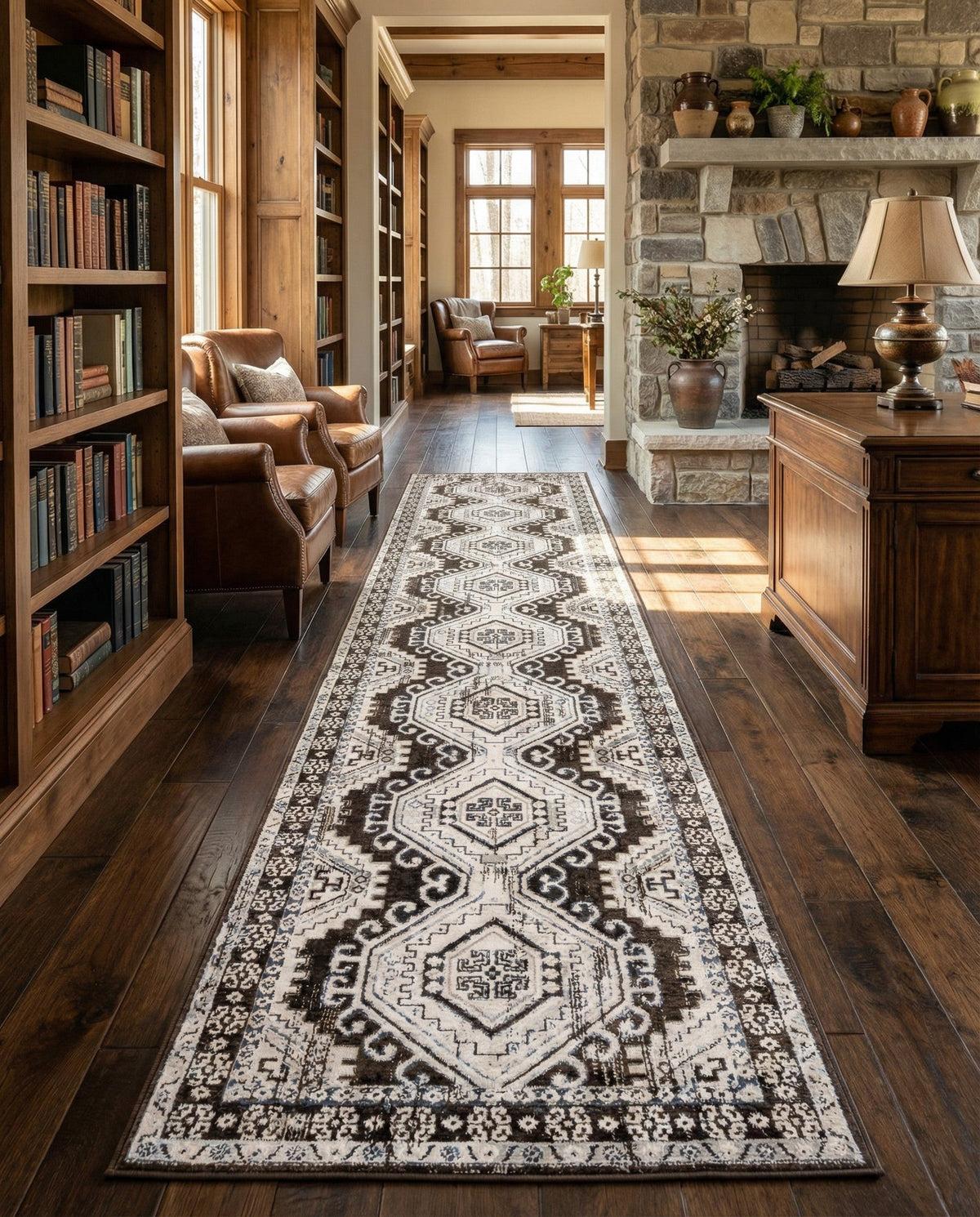 Savannah Elegance Collection Area Rug -  Tybee (Gray) Runner Gray  lifestyle 86