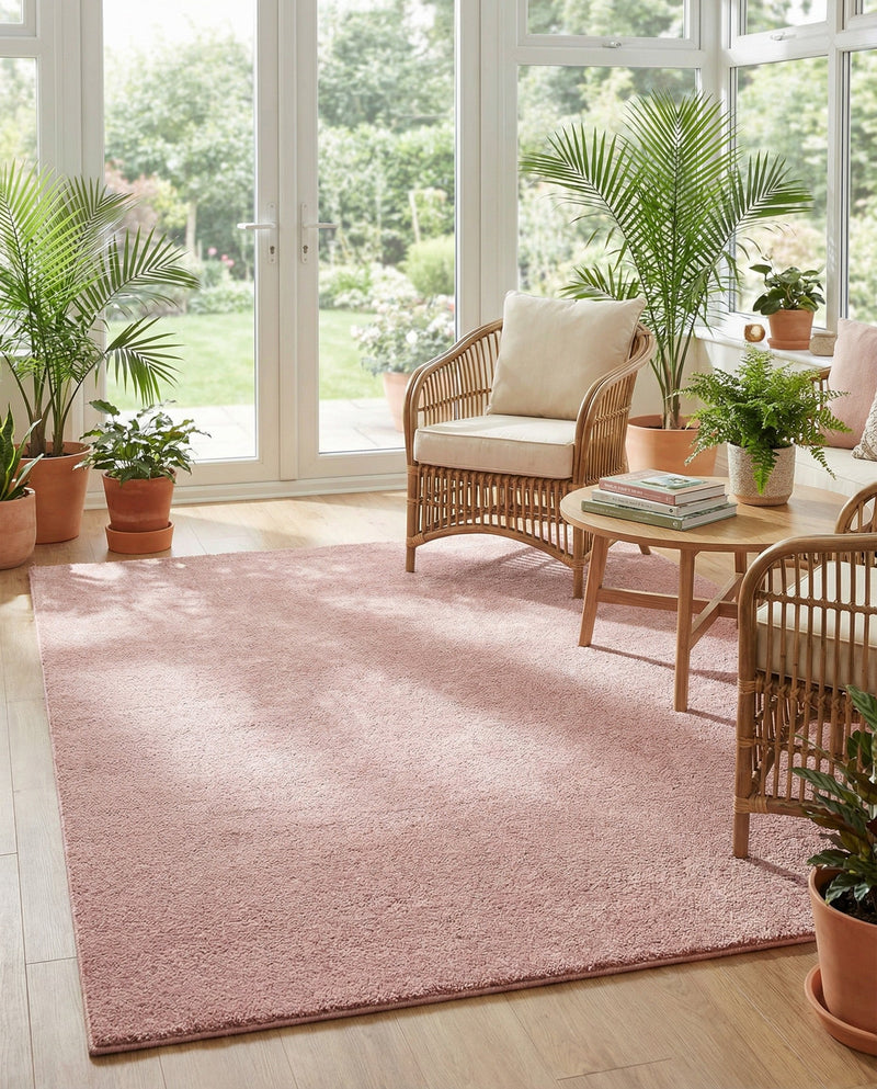 Solid Shag Seaside Collection Area Rug - Azure Cove (Pink) Rectangle Pink  lifestyle 10
