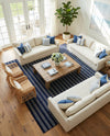 Hampton Stripes Wool Collection Area Rug - Montauk Rectangle Cobalt Blue  lifestyle 40