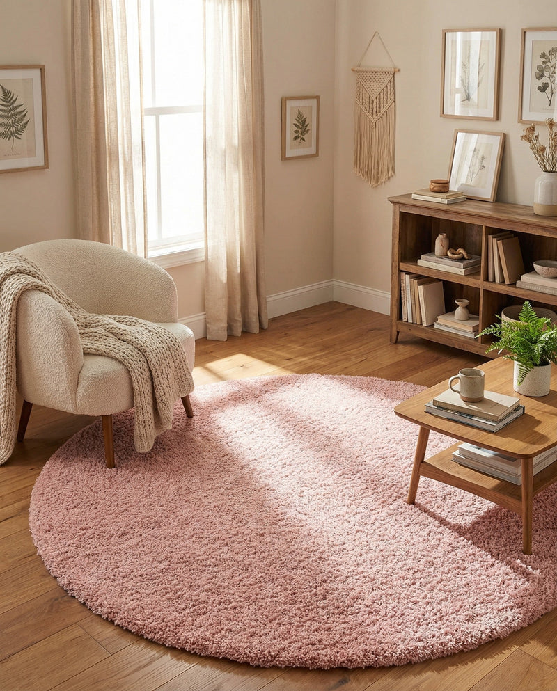 Alpine Plush Collection Area Rug -  Cortina (Dusty Rose) Round Dusty Rose  lifestyle 49