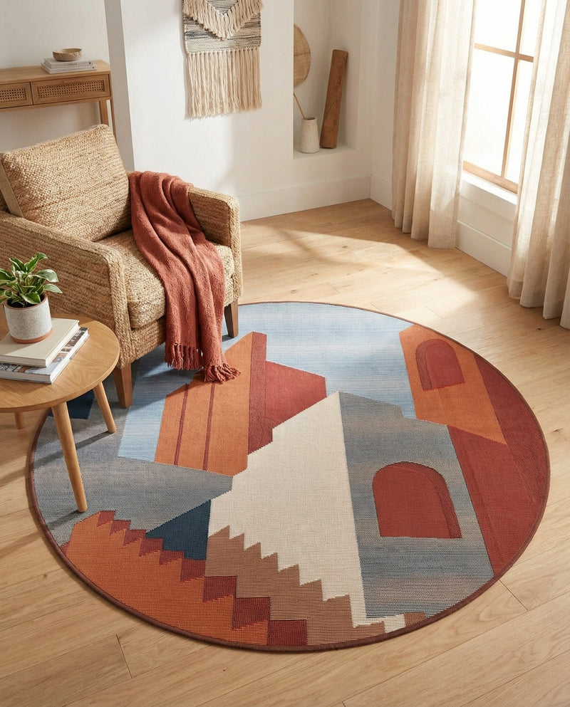 Urban Terrace Collection Area Rug -  Patio Round Multi  lifestyle 32