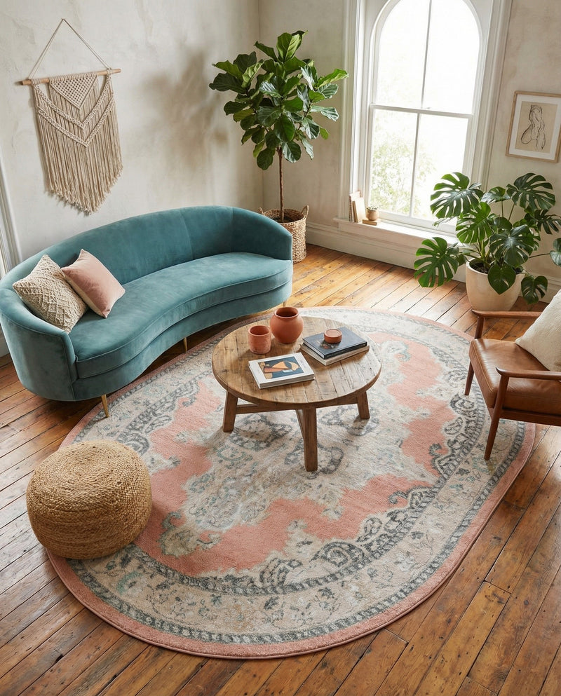 Beverly Grove Collection Area Rug -  Fairfax (Rose) Oval Rose  lifestyle 79