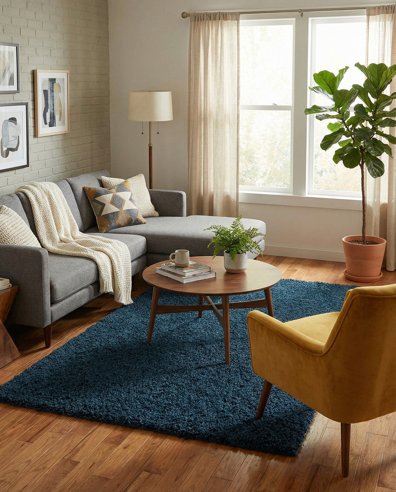 Plush Oasis Collection Area Rug - Serenity (Sapphire Blue) Rectangle Sapphire Blue  lifestyle 22