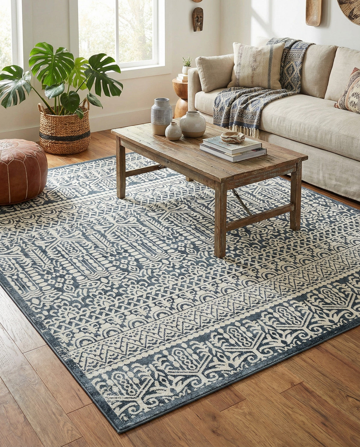 Metro Heights Collection Area Rug -  Chelsea Square Blue  lifestyle 116