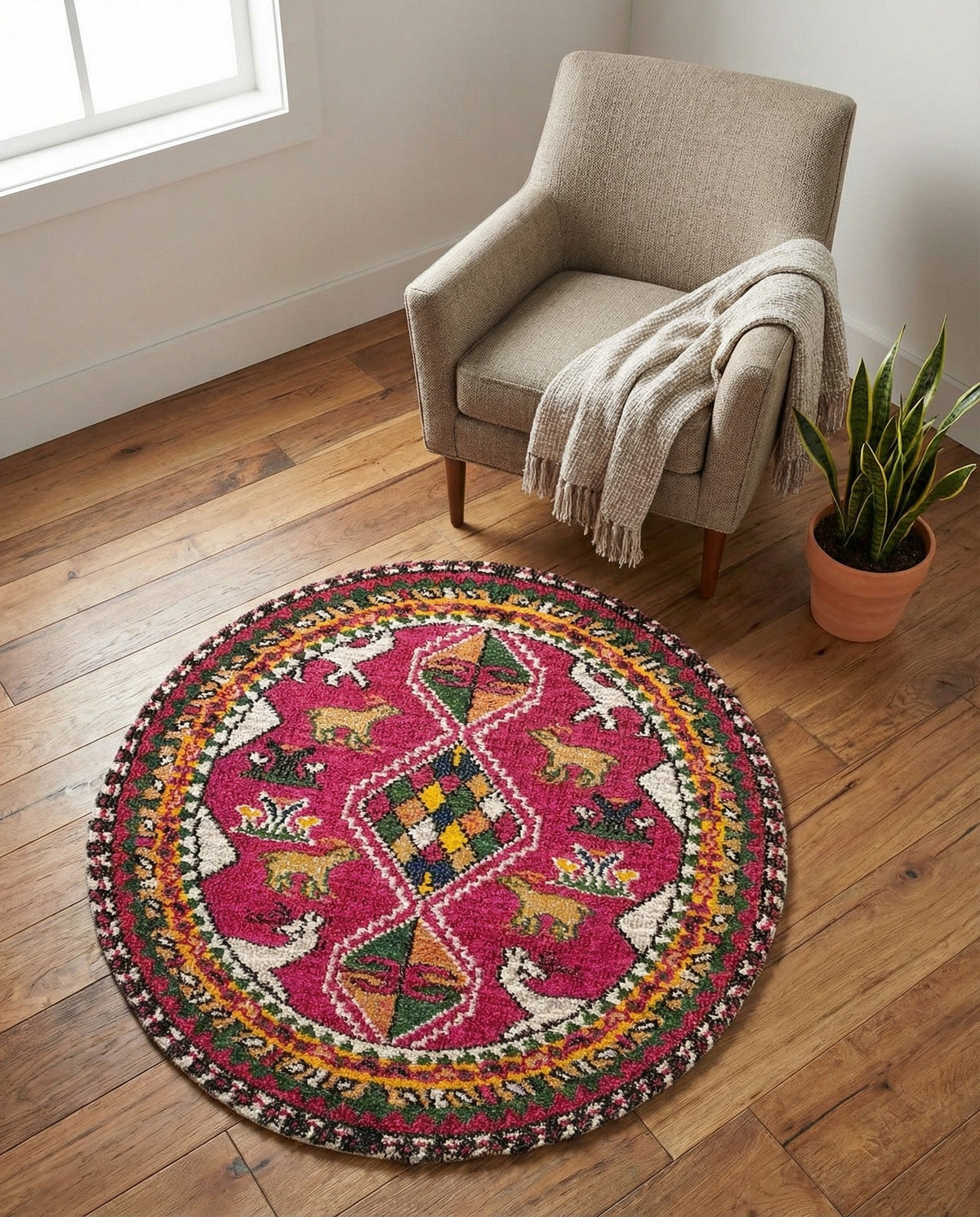 Sedona Vista Collection Area Rug -  Nolina Round Pink  lifestyle 88
