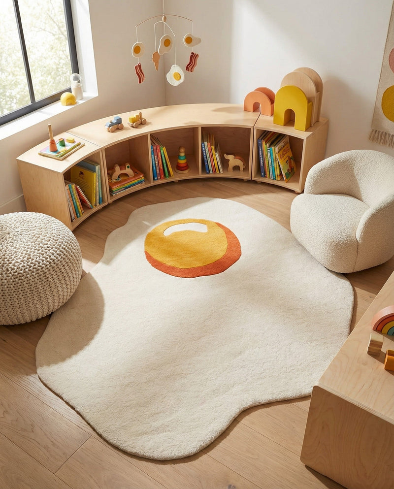 Whimsy Wonders Wool Collection Area Rug -  Dune Round White  lifestyle 13
