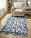 Charleston Elegance Collection Area Rug -  Seaport (White Blue) Rectangle White Blue  lifestyle 15