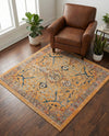 Seville Stripes Collection Area Rug -  Malaga (Yellow) Square Yellow  lifestyle 74