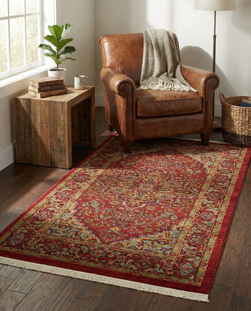 Persian Elegance Collection Area Rug -  Khorasan Rectangle Red  lifestyle 7