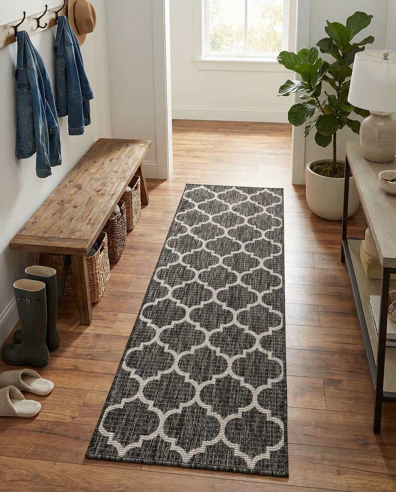 Savannah Pergola Collection Area Rug - Arbor (Black) Runner Black  lifestyle 54
