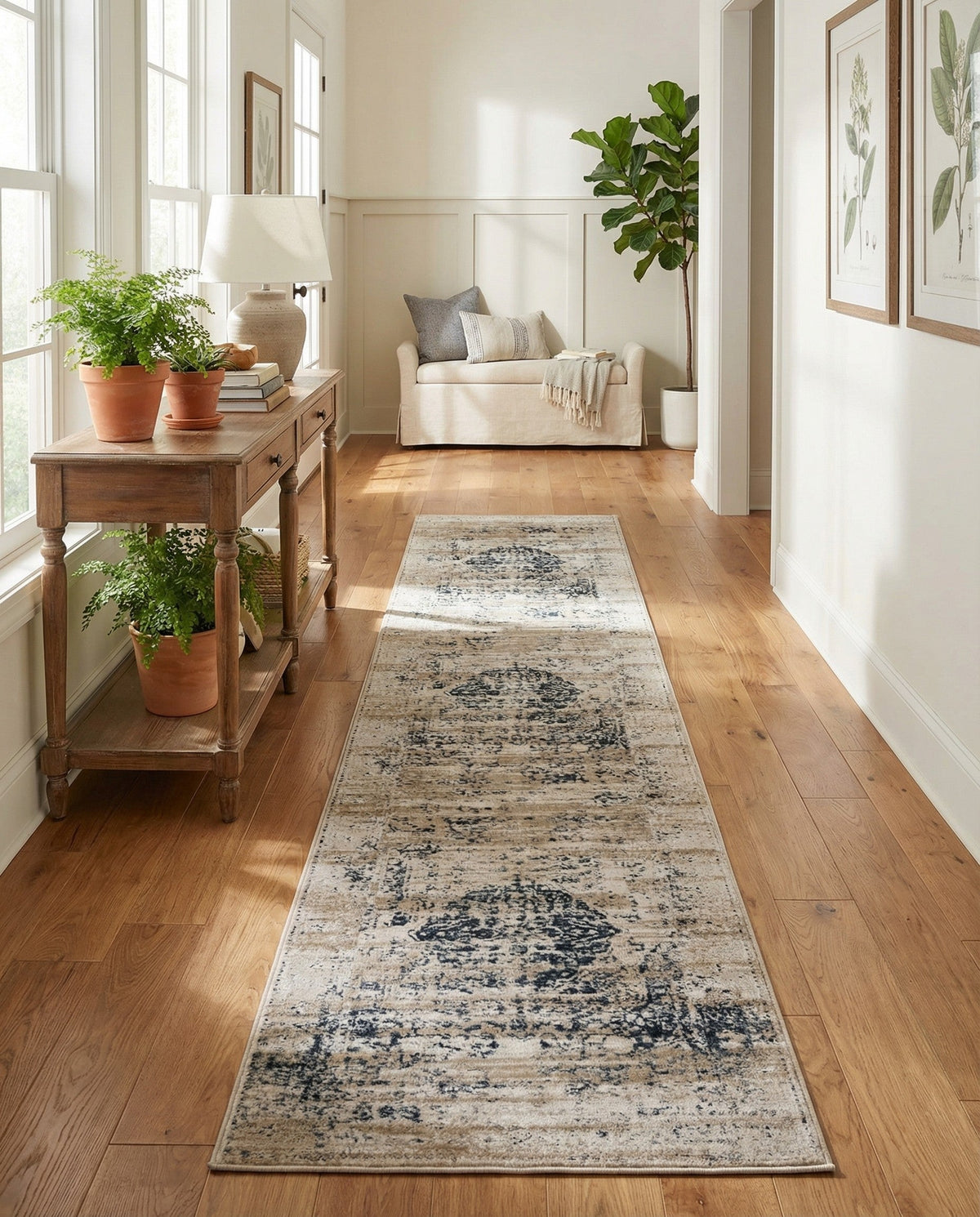 Coastal Manor Collection Area Rug -  Dunes Runner Dark Blue  lifestyle 101