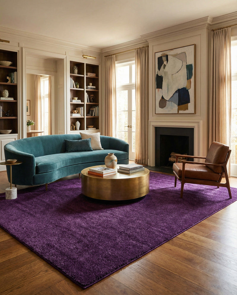 Solid Shag Seaside Collection Area Rug - Azure Cove (Violet) Rectangle Violet  lifestyle 5
