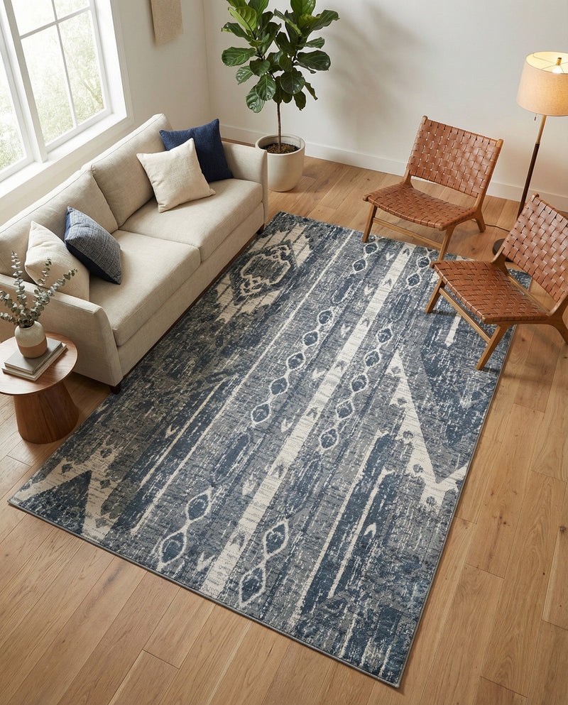 Cascade Range Collection Area Rug - Hood (Blue Gray) Rectangle Blue Gray  lifestyle 27