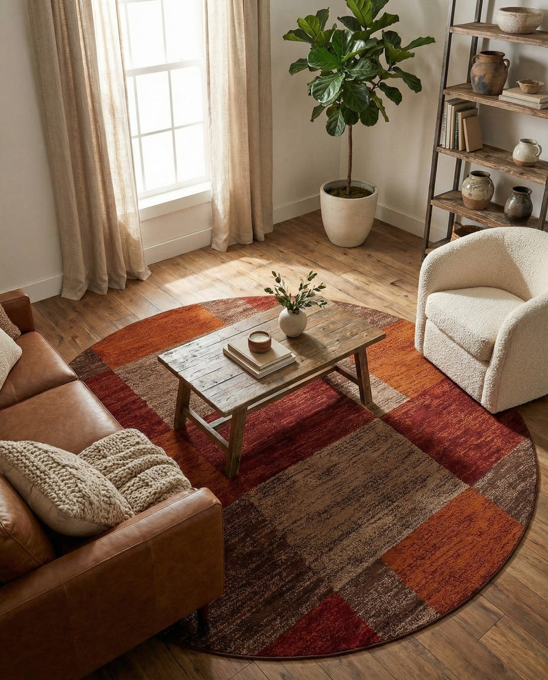 Autumn Meadow Collection Area Rug -  Sycamoreside (Multi) Round Multi  lifestyle 71