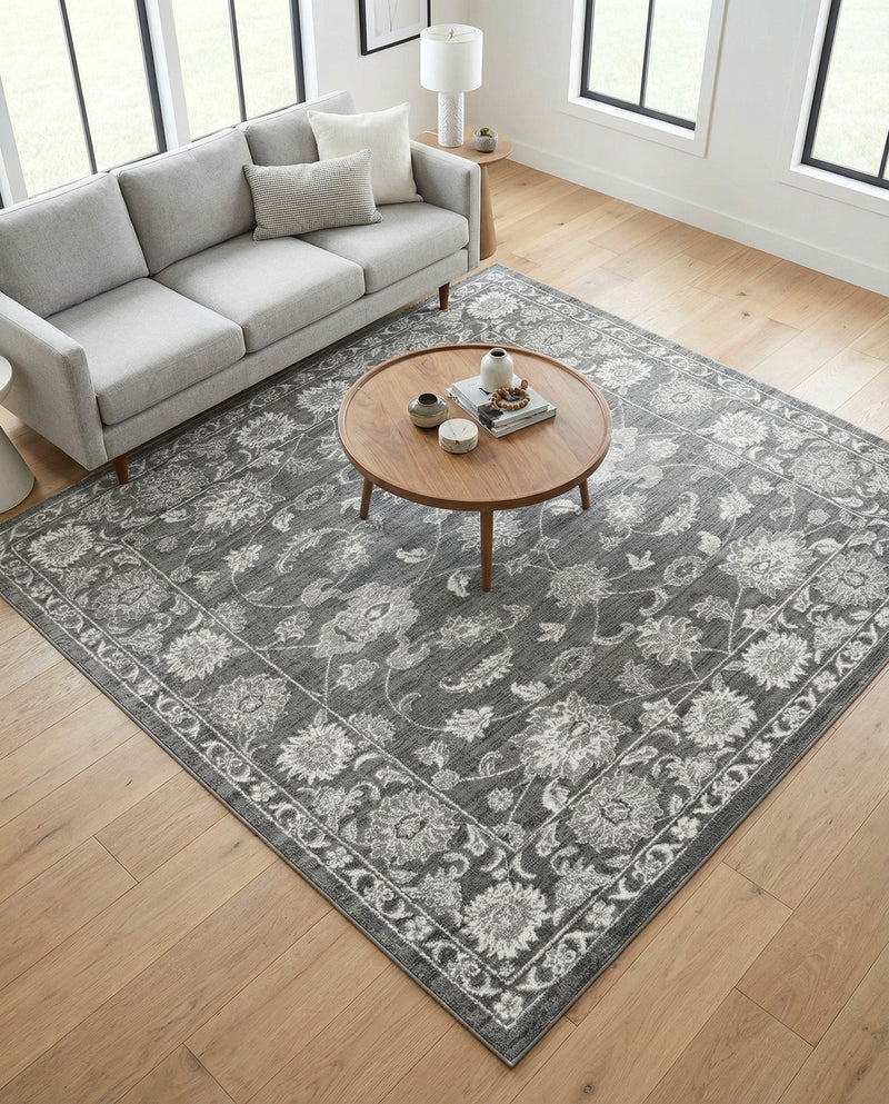 Charleston Elegance Collection Area Rug -  Seaport (Gray) Square Gray  lifestyle 55
