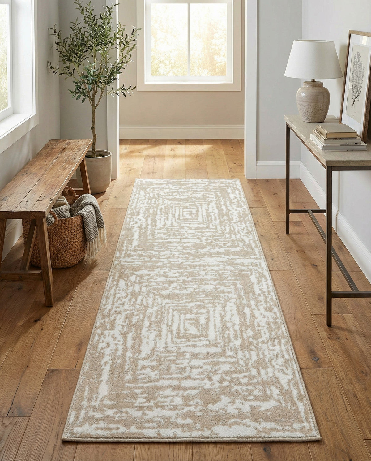 Sanctuary Retreat Collection Area Rug -  Asylum Runner White Bone  lifestyle 158