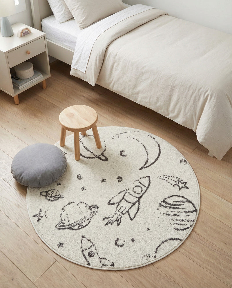 Wonder Tykes Collection Area Rug -  Jigsaw Round Ivory  lifestyle 47