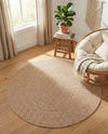 Highland Woven Jute Collection Area Rug - Glenmore (Light Brown) Round Light Brown  lifestyle 57