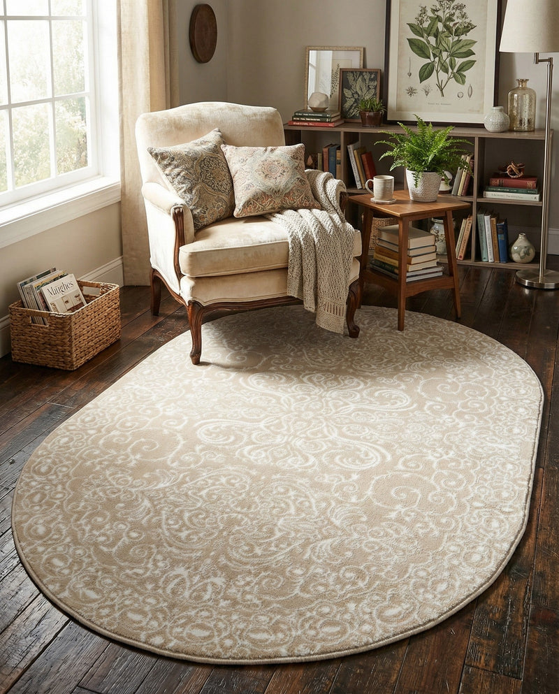 Andes Summit Collection Area Rug -  Lanín Oval Beige  lifestyle 54