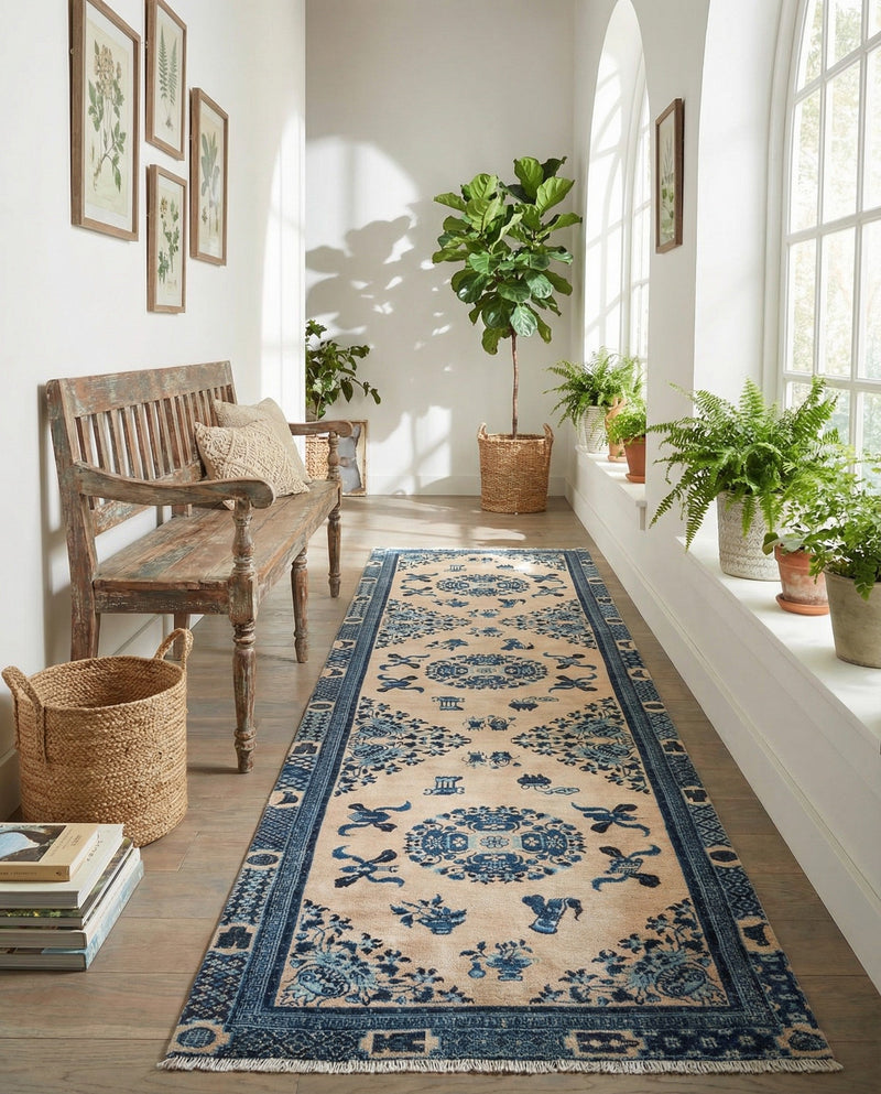 Bazaar Chic Collection Area Rug -  Casablanca Runner Ivory and Blue  lifestyle 42