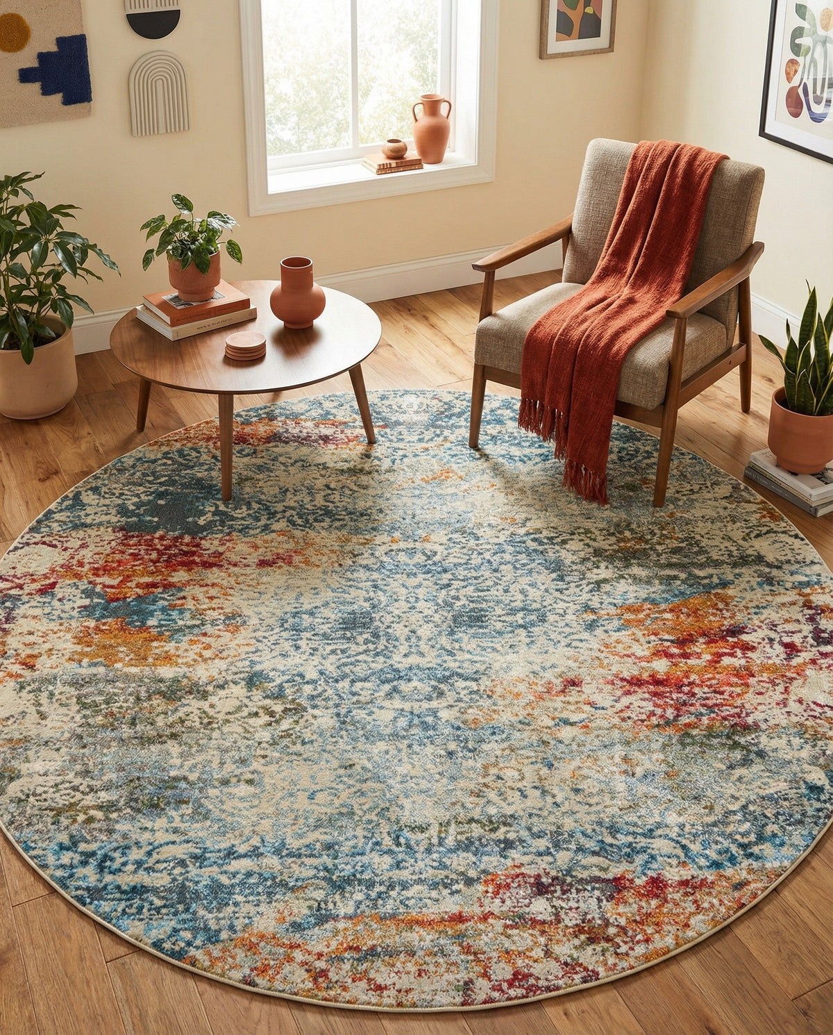 Caribbean Breeze Collection Area Rug -  Isla Round Cream  lifestyle 114