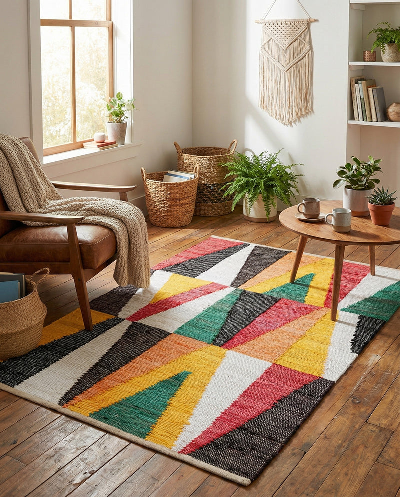 Thar Cotton Collection Area Rug -  Kannur Rectangle Multi  lifestyle 7