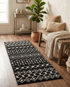 Mediterranean Lattice Collection Area Rug - Santorini (Black and White) Runner Black and White  lifestyle 41