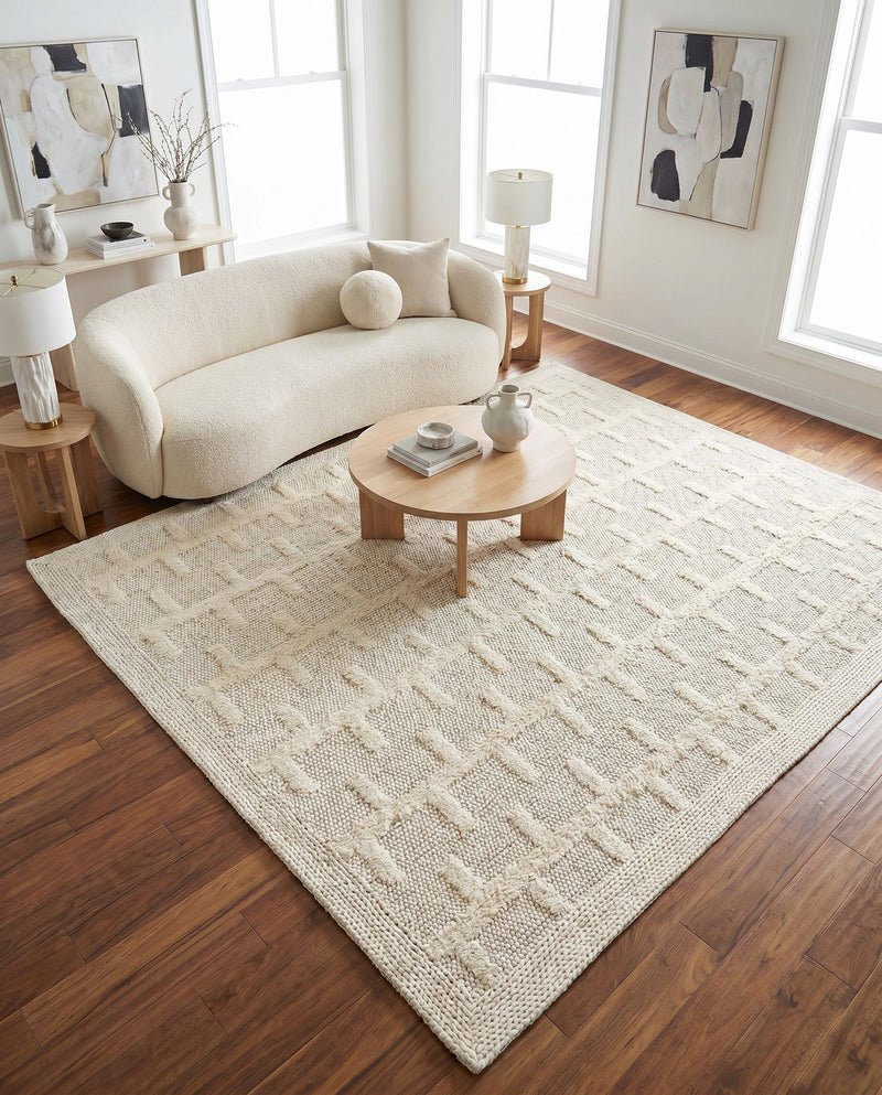 Lana Tasmanian Wool Collection Area Rug - Freycinet Square Ivory  lifestyle 31