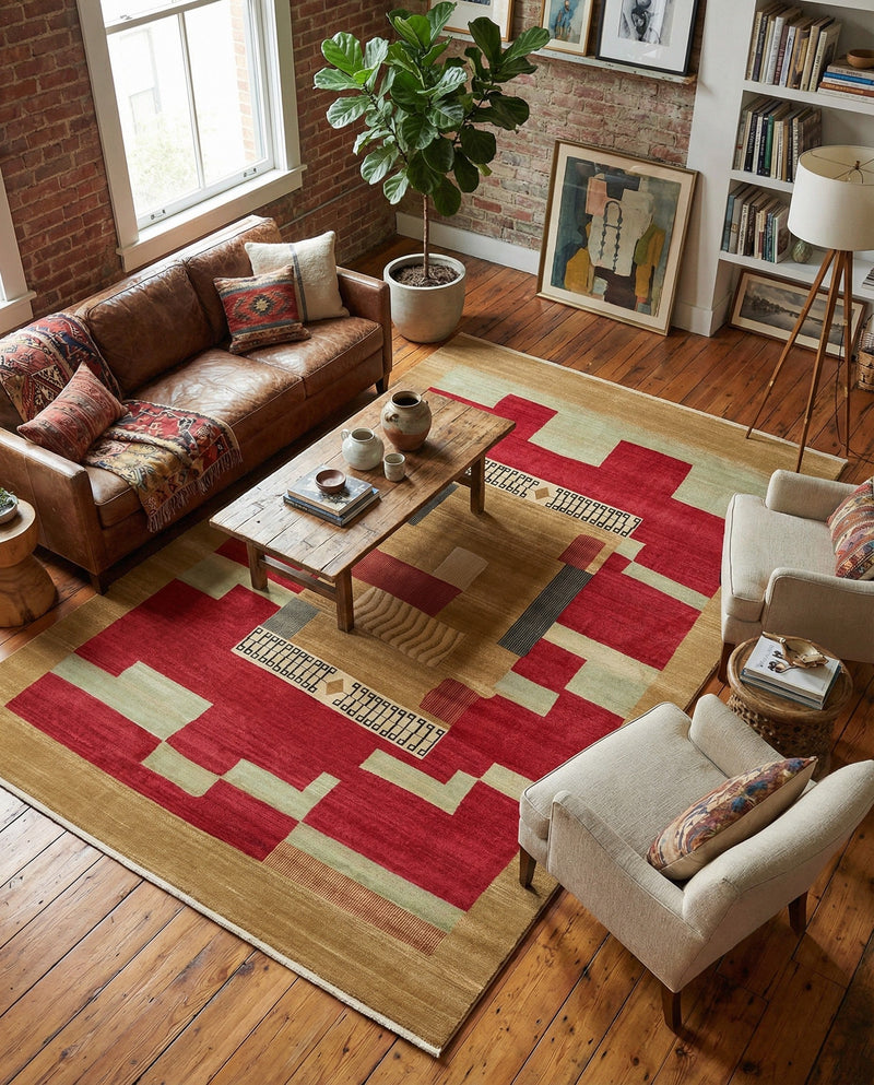 Zagros Oasis Collection Area Rug -  Izeh Rectangle Rust Red  lifestyle 6