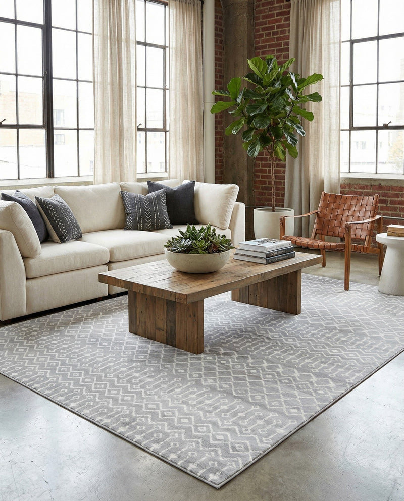Marrakech Lattice Collection Area Rug - Medina (Light Gray) Rectangle Light Gray  lifestyle 12