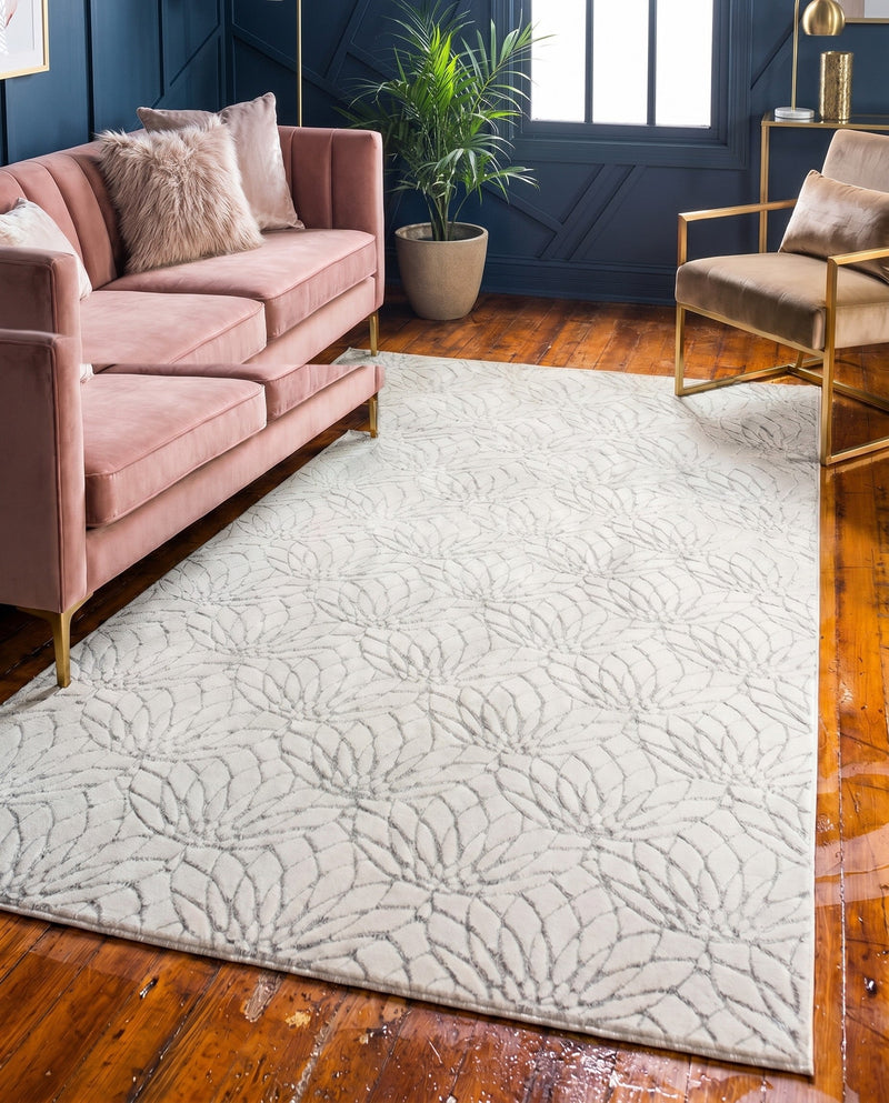 Hollywood Luxe Collection Area Rug -  Rodeo Rectangle White Silver  lifestyle 27