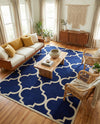 Lattice Gardens Collection Area Rug -  Espaliera Rectangle Navy Blue  lifestyle 25