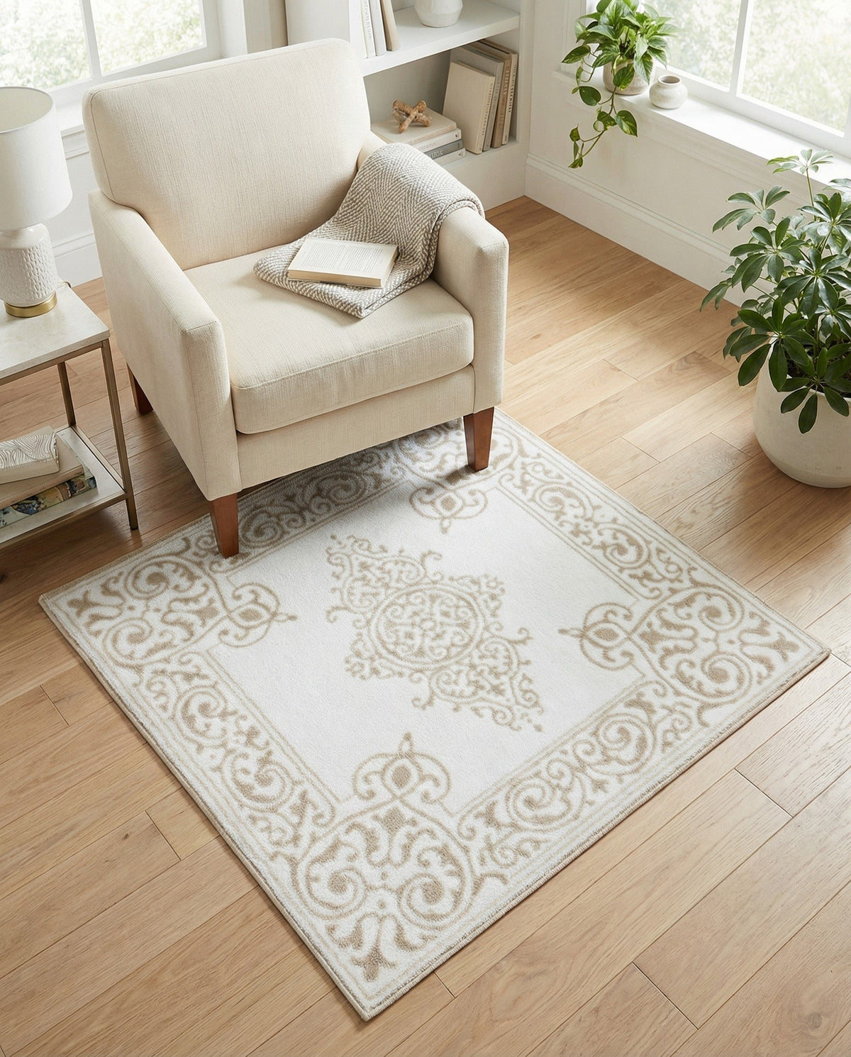 Sanctuary Retreat Collection Area Rug - Haven Square Snow White  lifestyle 125