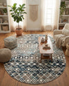 Mediterranean Lattice Collection Area Rug - Santorini (Multi Gray Blue) Oval Multi Gray Blue  lifestyle 74
