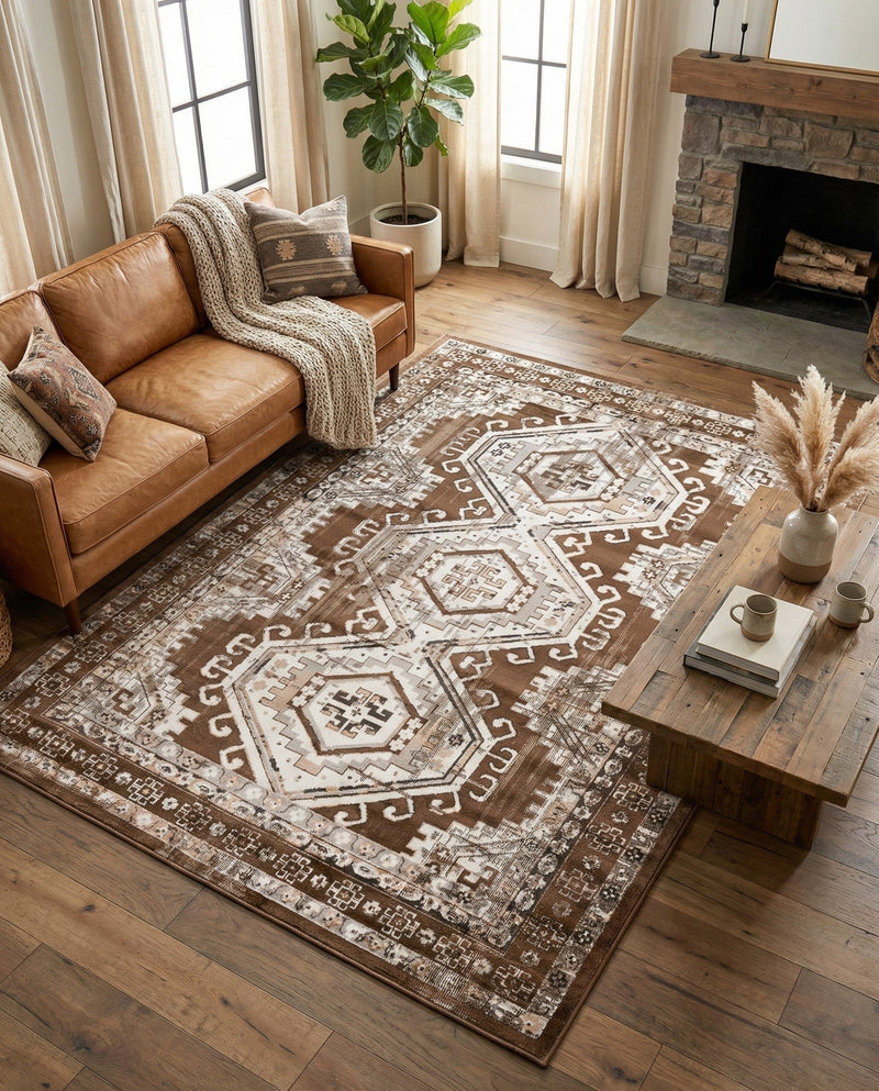 Savannah Elegance Collection Area Rug -  Tybee (Brown) Rectangle Brown  lifestyle 7
