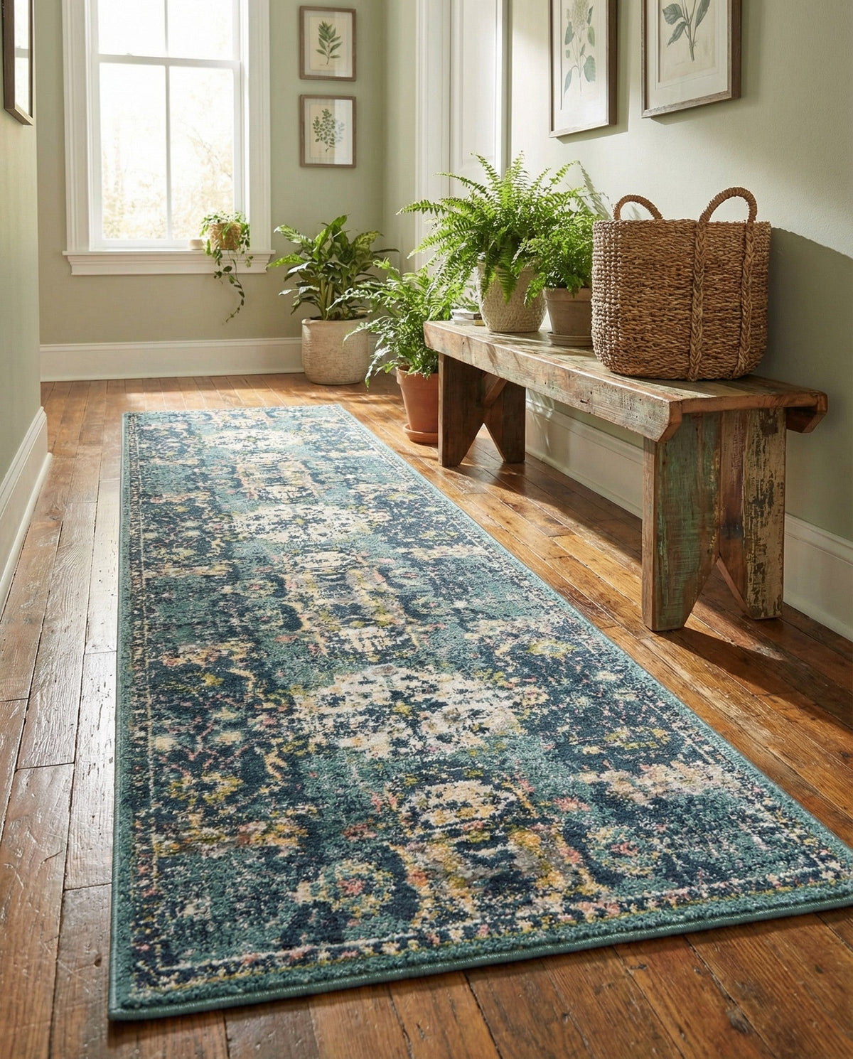 Savannah Elegance Collection Area Rug -  Azalea Runner Navy Blue  lifestyle 122