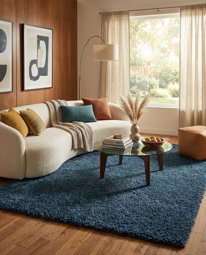 Alpine Plush Collection Area Rug - Verbier Rectangle Dblue  lifestyle 32