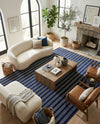 Hampton Stripes Wool Collection Area Rug - Montauk Rectangle Cobalt Blue  lifestyle 30