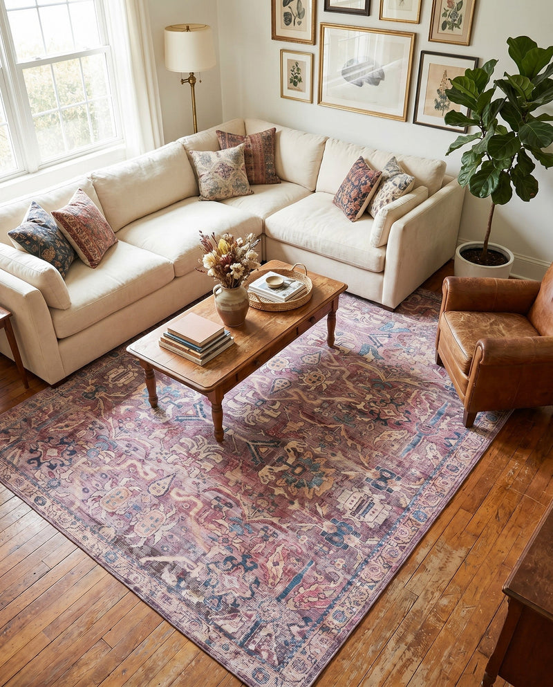 Vintage Memories Collection Area Rug -  Memories Rectangle Pink  lifestyle 10