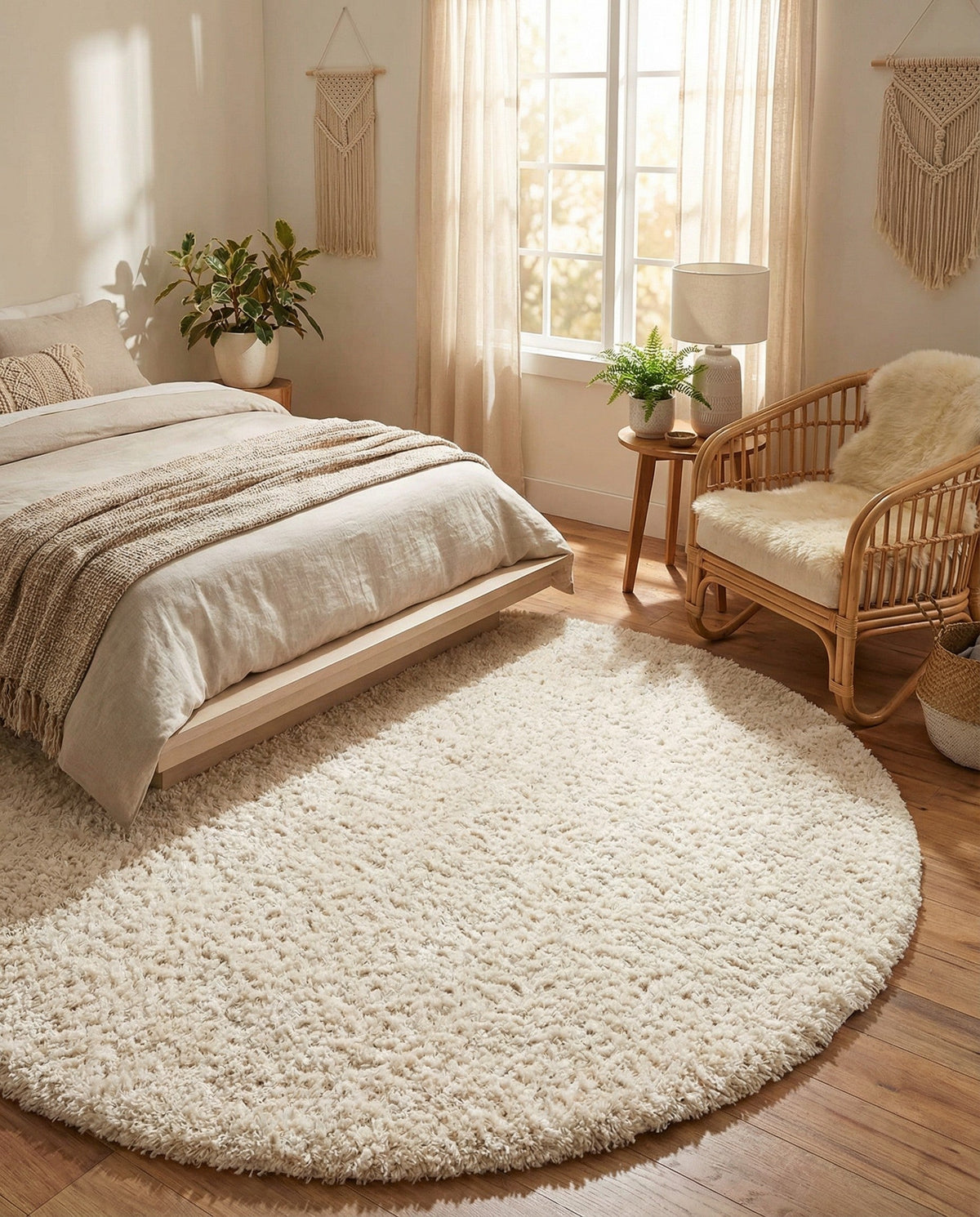 Plush Oasis Collection Area Rug - Serenity (Snow White) Round Snow White  lifestyle 110